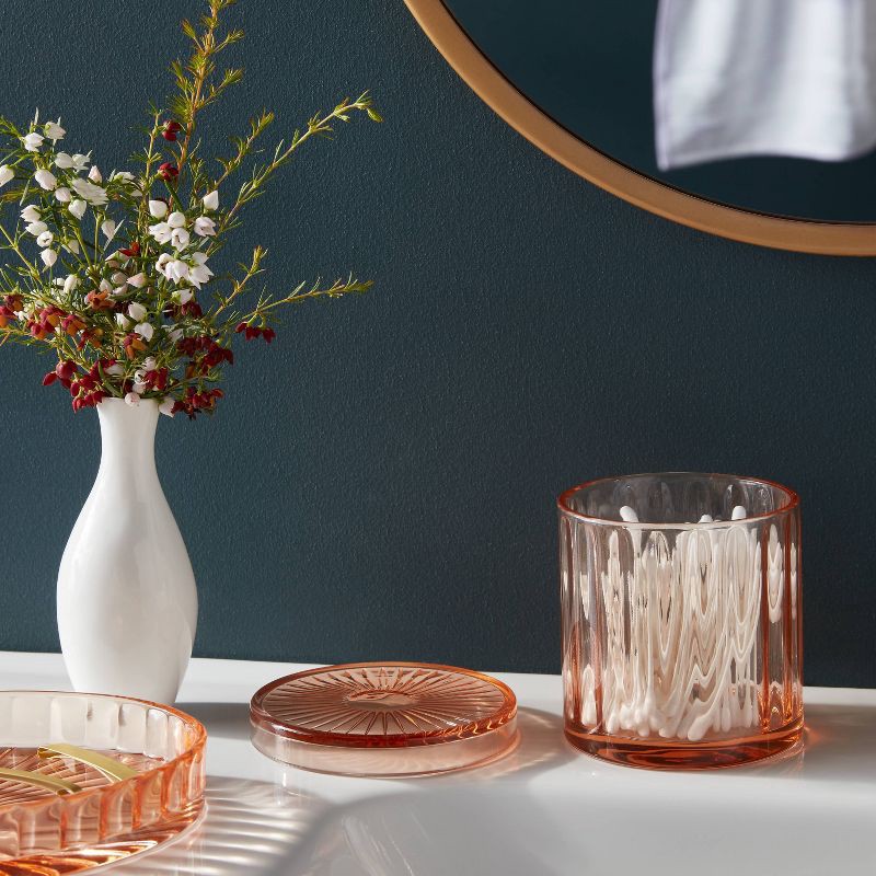 slide 2 of 4, Colored Glass Bath Canister Pink - Threshold™, 1 ct