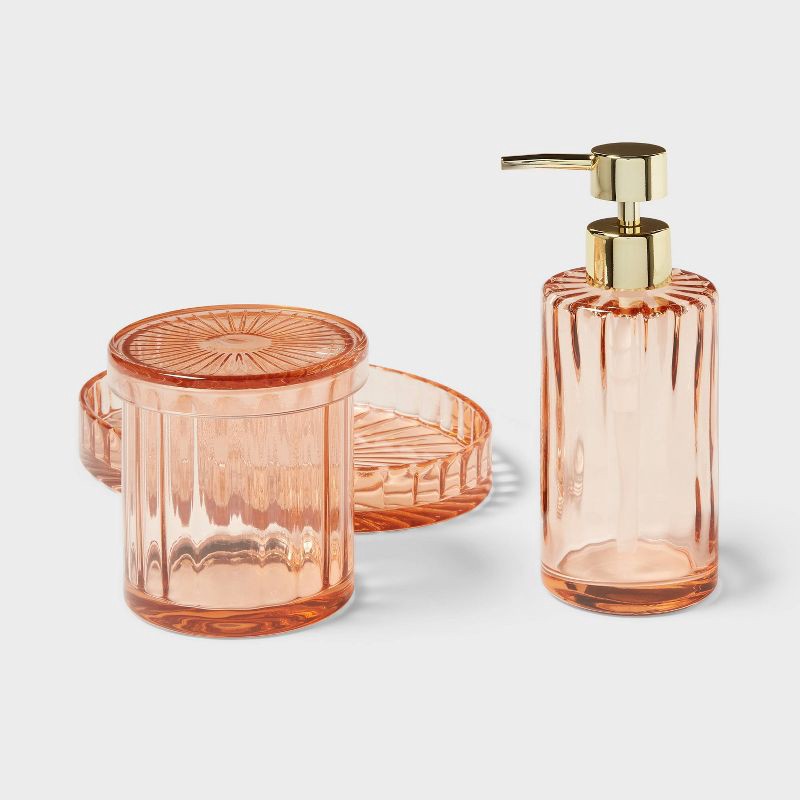 slide 4 of 4, Colored Glass Bath Canister Pink - Threshold™, 1 ct