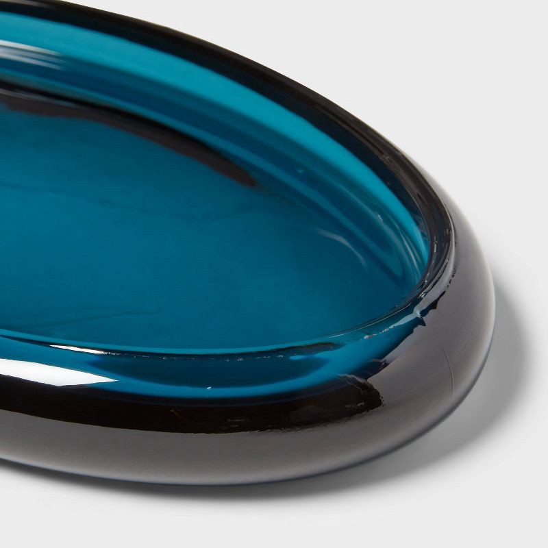 slide 4 of 5, Colored Glass Bath Tray Blue - Threshold™, 1 ct