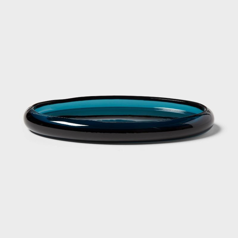 slide 1 of 5, Colored Glass Bath Tray Blue - Threshold™, 1 ct