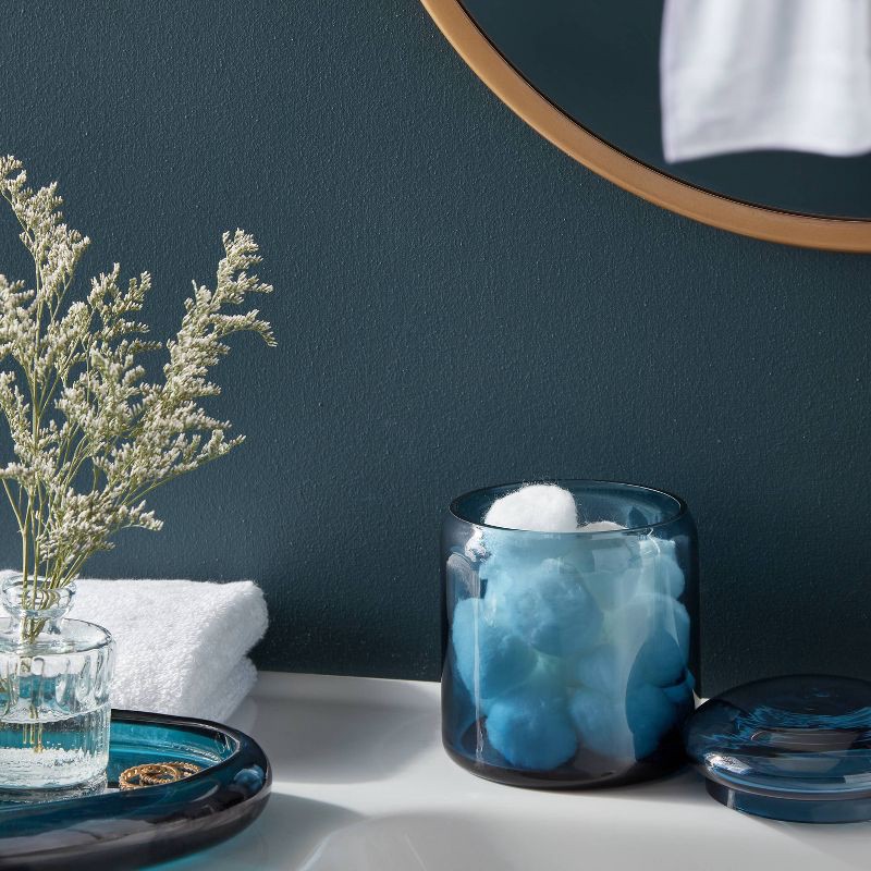 slide 2 of 4, Colored Glass Bath Canister Blue - Threshold™, 1 ct