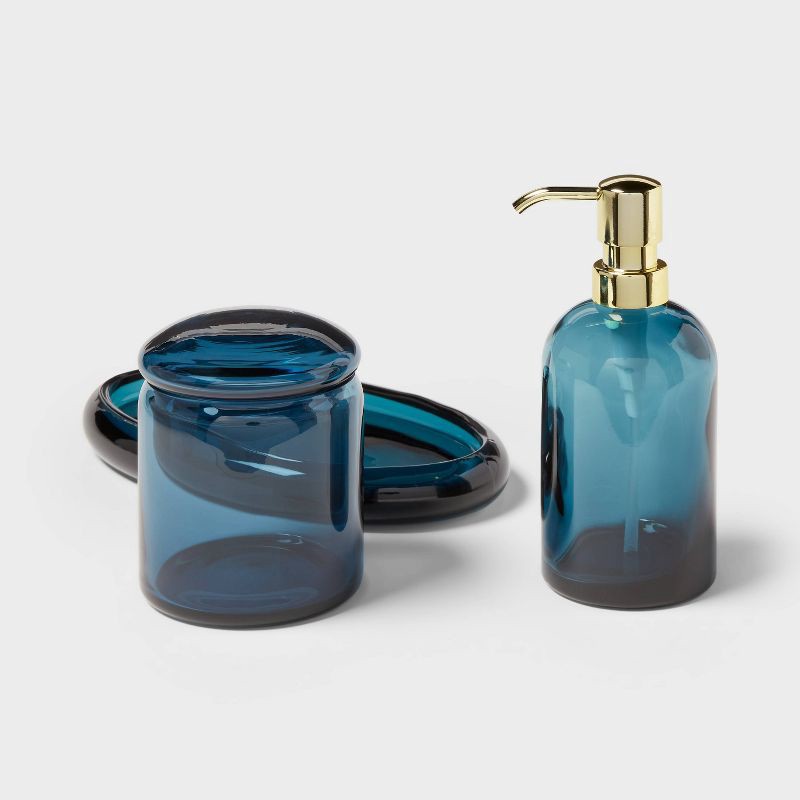 slide 4 of 4, Colored Glass Bath Canister Blue - Threshold™, 1 ct