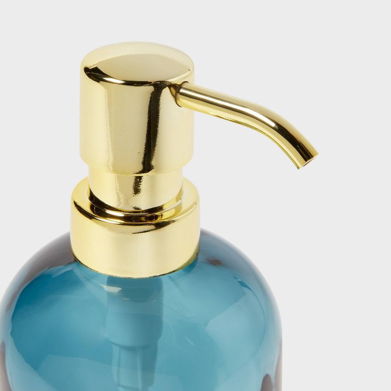 slide 3 of 4, Colored Glass Soap Pump Blue - Threshold™, 1 ct