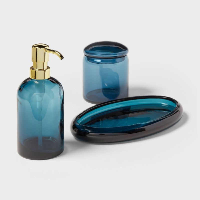 slide 4 of 4, Colored Glass Soap Pump Blue - Threshold™, 1 ct