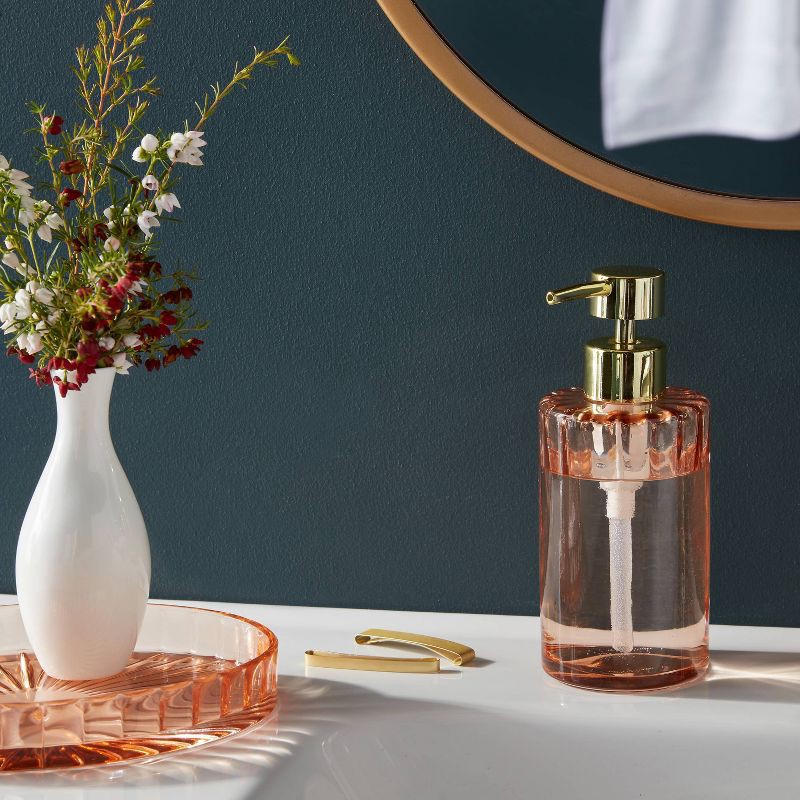 slide 2 of 4, Colored Glass Soap Pump Pink - Threshold™, 1 ct