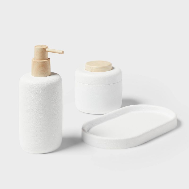 slide 4 of 4, Modern Resin Soap pump Wood Top - Threshold™, 1 ct