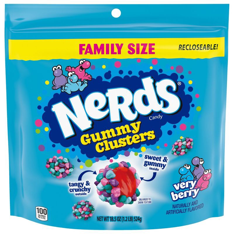 slide 1 of 9, Nerds Candy Gummy Clusters Very Berry Family Size - 18.5oz, 18.5 oz