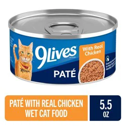 9Lives Paté Wet Cat Food with Real Chicken, 5.5 oz Can
