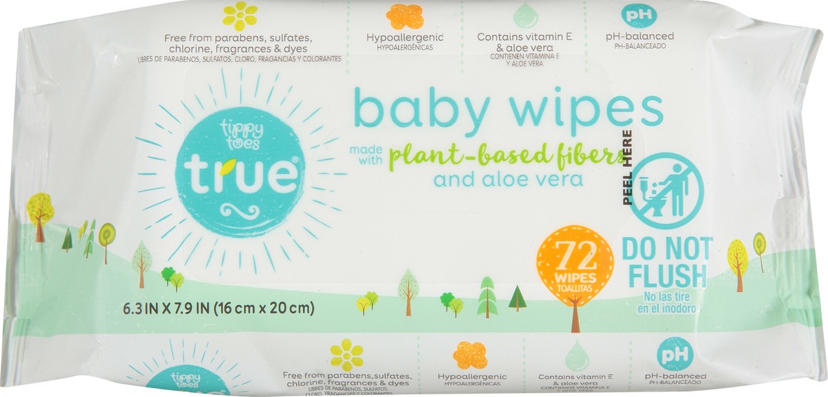 slide 8 of 14, Tippy Toes True Baby Wipes 72 ea, 72 ct