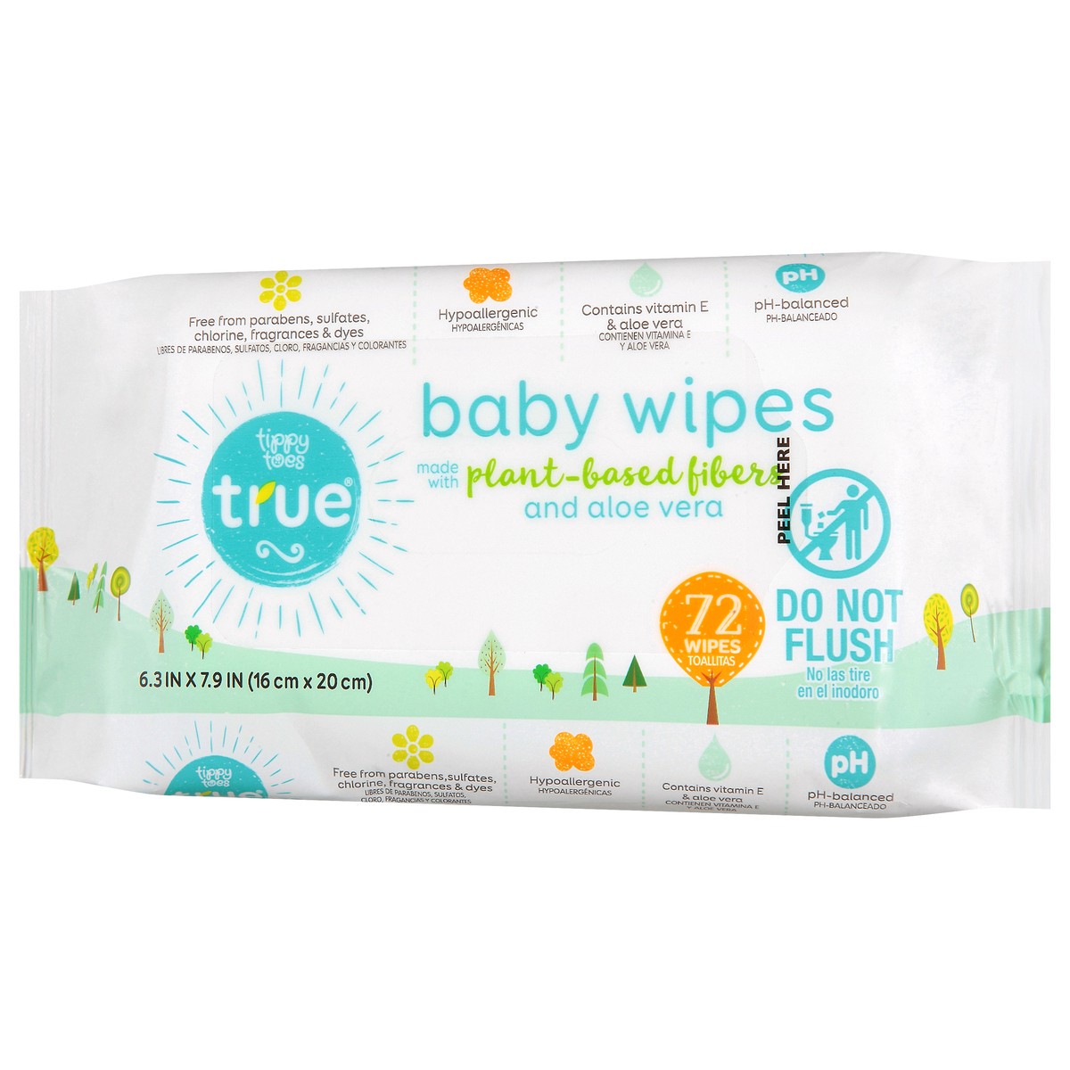 slide 5 of 14, Tippy Toes True Baby Wipes 72 ea, 72 ct