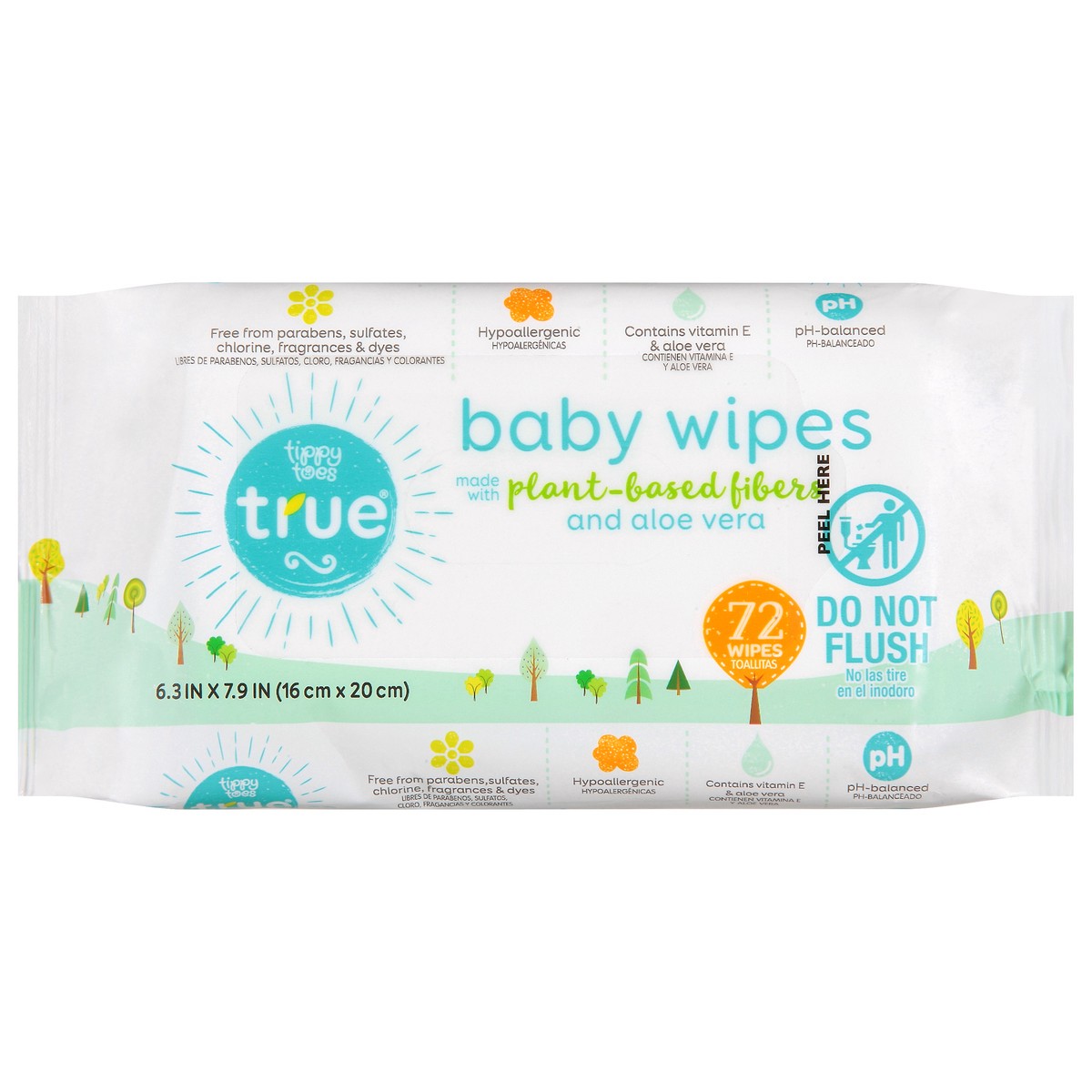 slide 6 of 14, Tippy Toes True Baby Wipes 72 ea, 72 ct