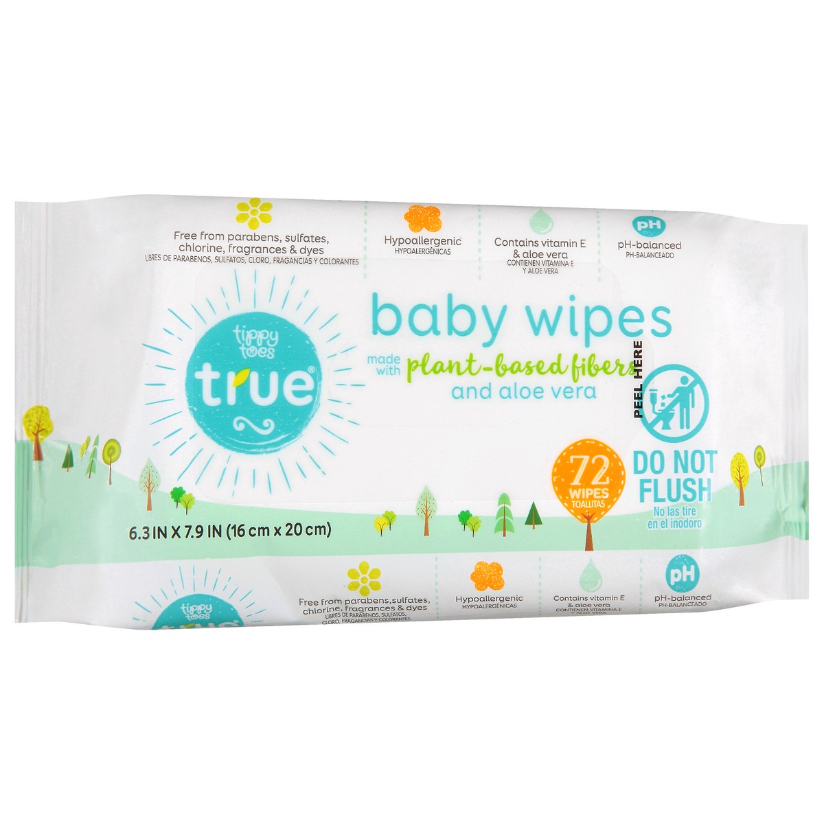 slide 2 of 14, Tippy Toes True Baby Wipes 72 ea, 72 ct
