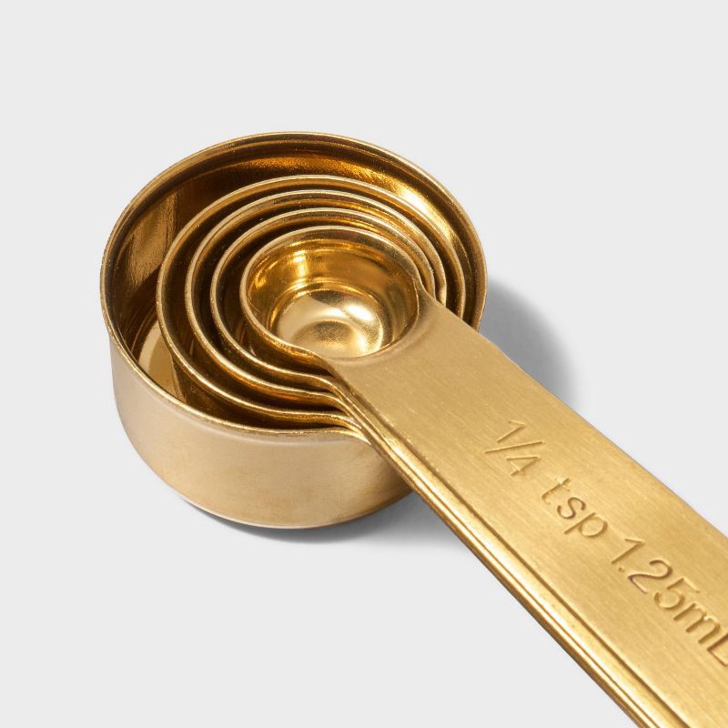 slide 3 of 3, 5pc Metal Measuring Spoon Set Gold - Tabitha Brown for Target: Stainless Steel, Dishwasher-Safe, Kitchen Collection, 5 ct