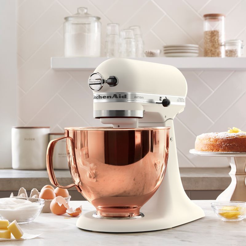 slide 3 of 3, KitchenAid 5qt 10-Speed Stand Mixer with Copper Bowl Fresh Linen - Hearth & Hand™ with Magnolia: Metal, 325W, 22.8 lbs, 5 qt, 22.8 lb