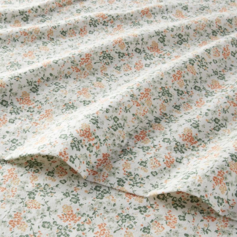 slide 2 of 3, King Ultra Soft Everyday Flannel Sheet Set Ivory Floral - Threshold™, 1 ct