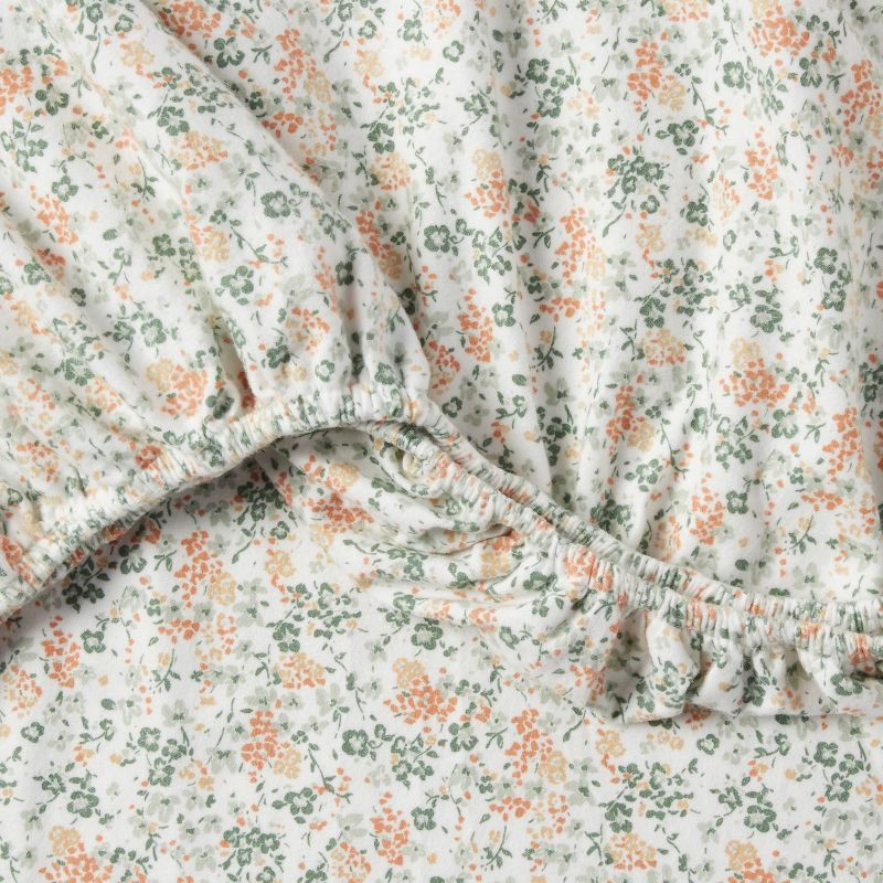 slide 3 of 3, King Ultra Soft Everyday Flannel Sheet Set Ivory Floral - Threshold™, 1 ct