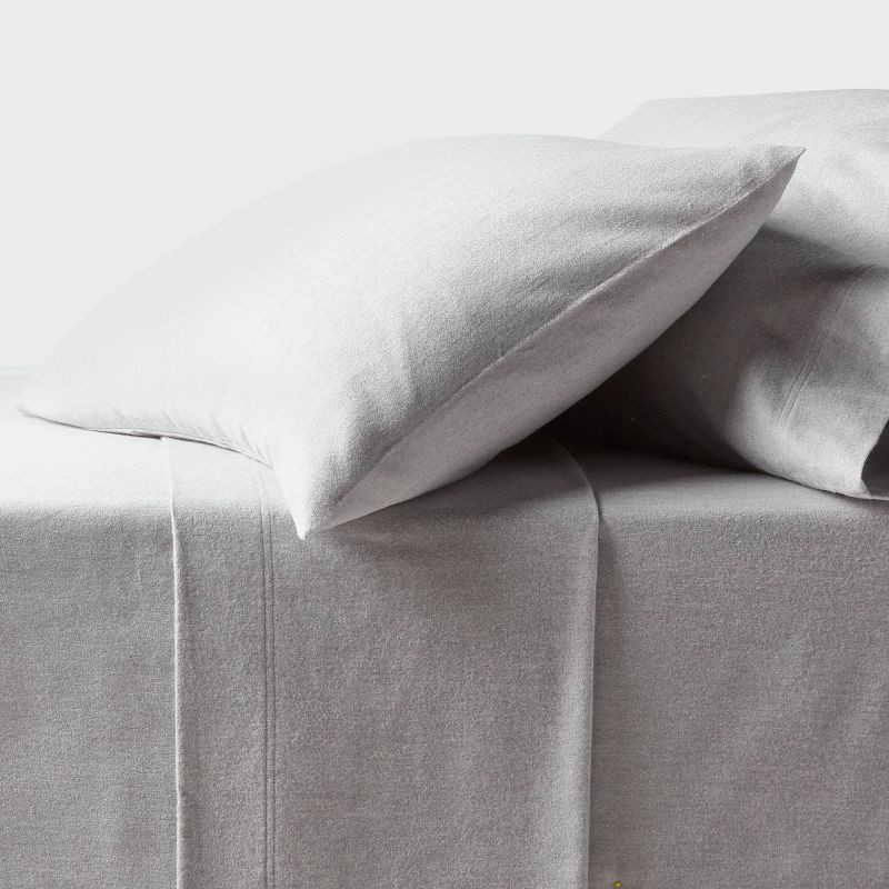 slide 1 of 4, Full Christmas Ultra Soft Flannel Sheet Set Eco Melange Gray - Threshold™, 1 ct