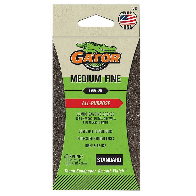 slide 1 of 5, Rust-Oleum Gator Sanding Sponge Med/Fine Grit: Sandpaper Block for Paint, Wood, Metal, Fiberglass, Drywall, 1 ct