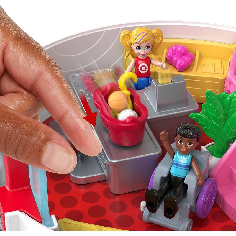 slide 2 of 6, Polly Pocket Target Bullseye Adventure: Doll Playset, 16 Pieces, Plastic, No Battery Required, Ages 4+, 16 ct