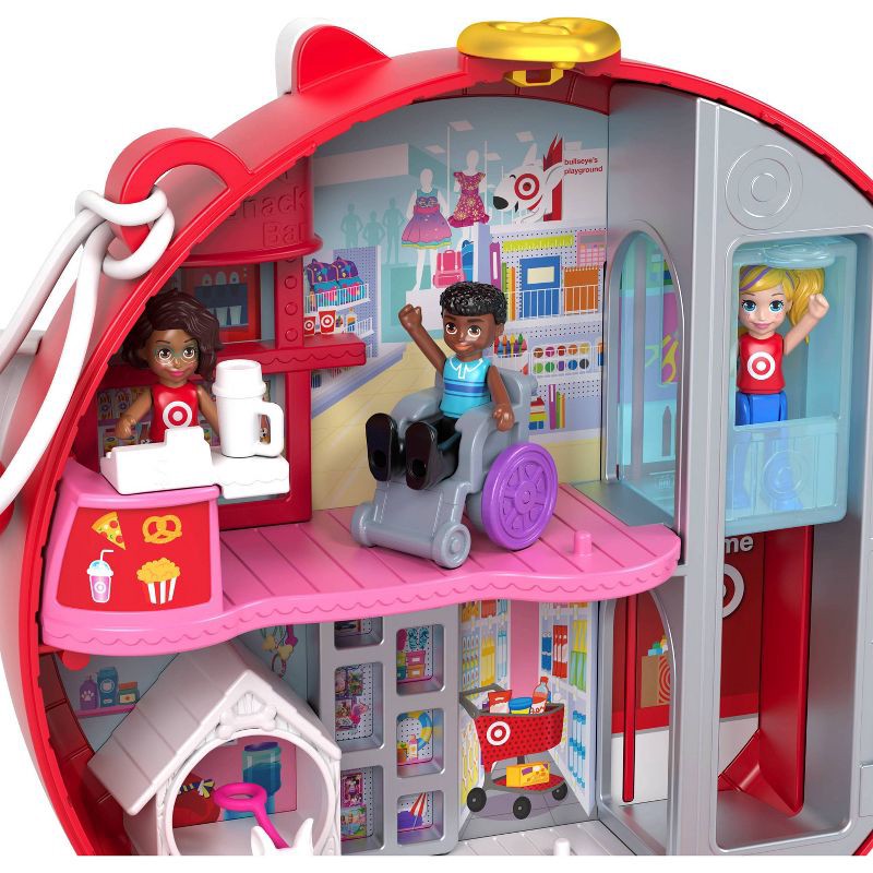 slide 4 of 6, Polly Pocket Target Bullseye Adventure: Doll Playset, 16 Pieces, Plastic, No Battery Required, Ages 4+, 16 ct