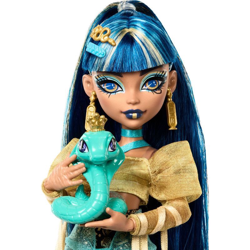 slide 3 of 6, Monster High 12.7" Cleo De Nile Fashion Doll Blue Hair/Brown Eyes with Pet Hissette and Accessories, 1 ct