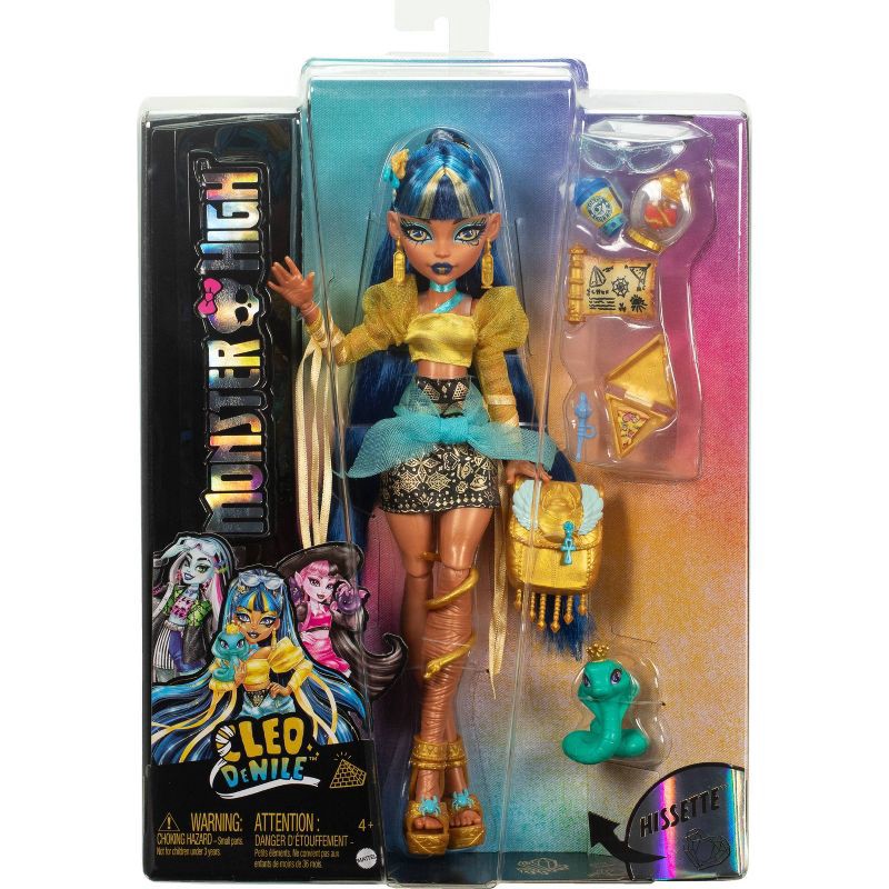 slide 6 of 6, Monster High 12.7" Cleo De Nile Fashion Doll Blue Hair/Brown Eyes with Pet Hissette and Accessories, 1 ct