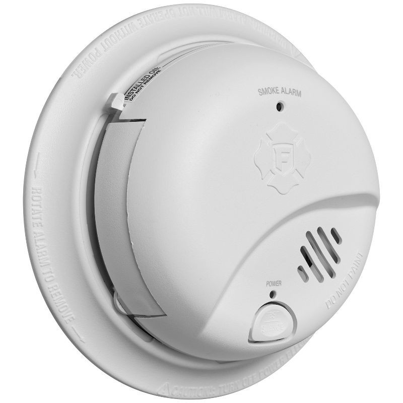 slide 3 of 8, First Alert Alarm Smoke AC/DC with ADP SMI100-AC: Hardwired Smoke Detector, Fire Alarm, Lithium Battery, 10-Year Warranty, 1 ct