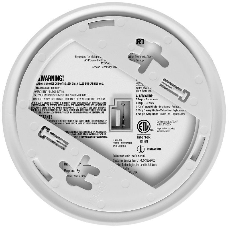 slide 4 of 8, First Alert Alarm Combo AC/DC with ADP SMICO100-AC: Smoke & Carbon Monoxide Detector, Latching Alarm Indicator, Hardwired, 1 ct