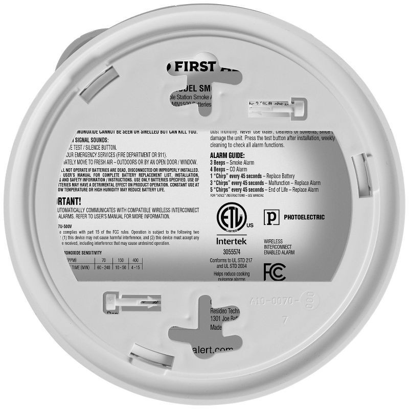 slide 4 of 8, First Alert Alarm Combo DC RFID SMCO500V Clam Tray: Smoke & Carbon Monoxide Detector, Battery Included, 10-Year Warranty, 1 ct