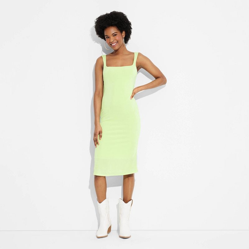 slide 2 of 3, Women's Square Neck Midi Dress - Wild Fable™ Vibrant Green XXS, 1 ct