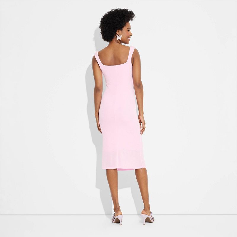 slide 3 of 3, Women's Square Neck Midi Dress - Wild Fable™ Light Pink M, 1 ct