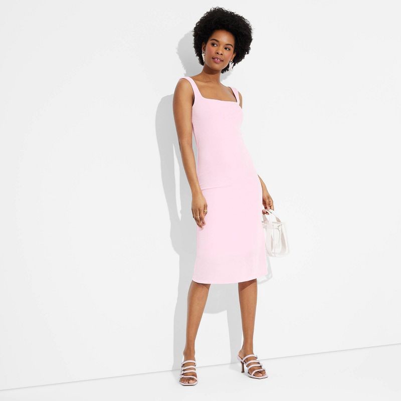 slide 1 of 3, Women's Square Neck Midi Dress - Wild Fable™ Light Pink M, 1 ct