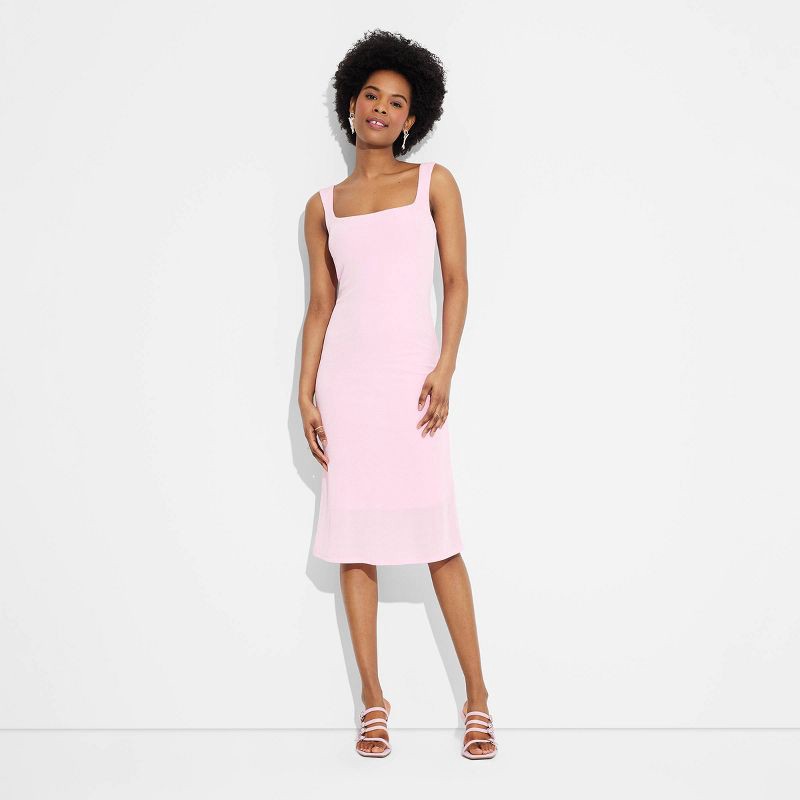 slide 2 of 3, Women's Square Neck Midi Dress - Wild Fable™ Light Pink XL, 1 ct