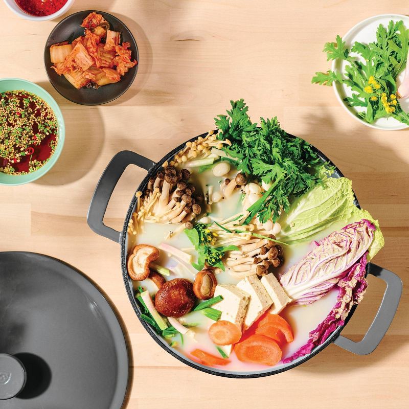 slide 2 of 8, 5.5qt Enamel Dutch Oven Stock Pot Gray Eclipse - Figmint™: Cast Iron Lid, Even-Heating, Induction Compatible, 5.5 qt