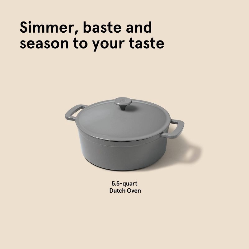 slide 8 of 8, 5.5qt Enamel Dutch Oven Stock Pot Gray Eclipse - Figmint™: Cast Iron Lid, Even-Heating, Induction Compatible, 5.5 qt