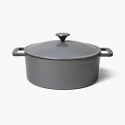 5.5qt Enamel Dutch Oven Stock Pot Gray Eclipse - Figmint™: Cast Iron Lid, Even-Heating, Induction Compatible