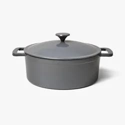 5.5qt Enamel Dutch Oven Stock Pot Gray Eclipse - Figmint™: Cast Iron Lid, Even-Heating, Induction Compatible