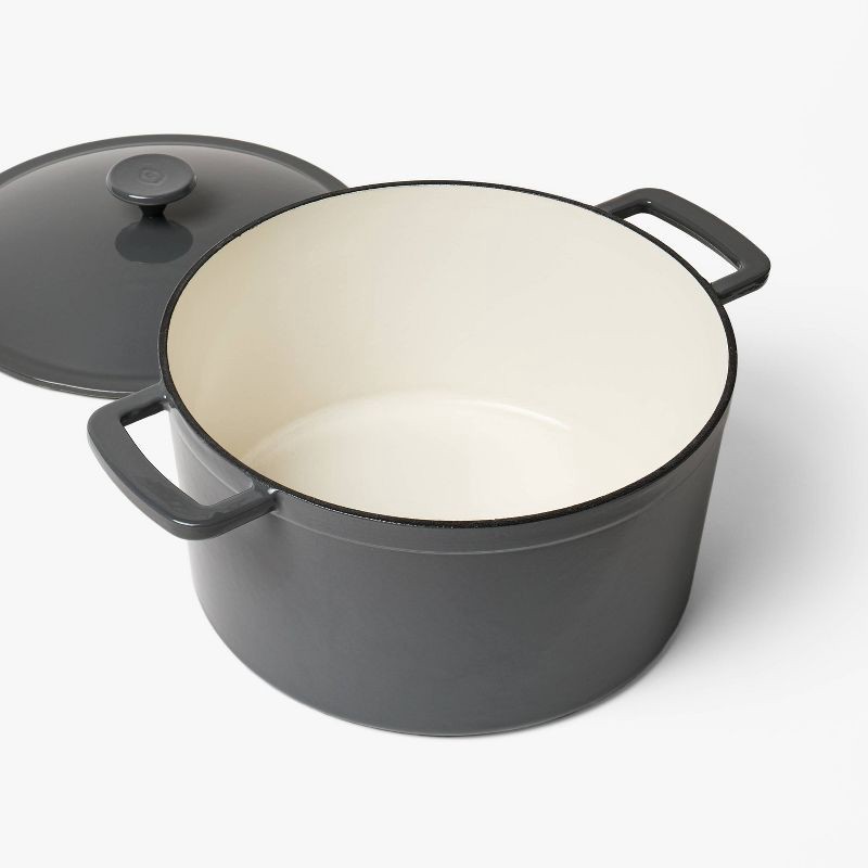 slide 3 of 6, 7.5qt Enamel Dutch Oven Dark Gray - Figmint™, 7.5 qt