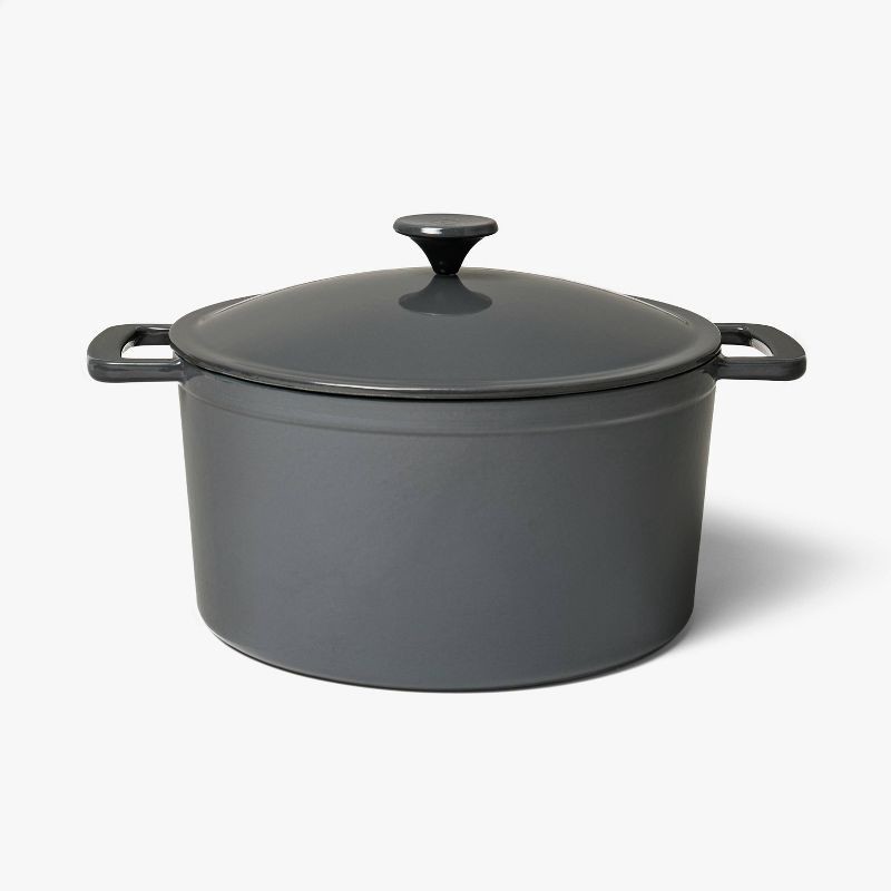 slide 1 of 6, 7.5qt Enamel Dutch Oven Dark Gray - Figmint™, 7.5 qt