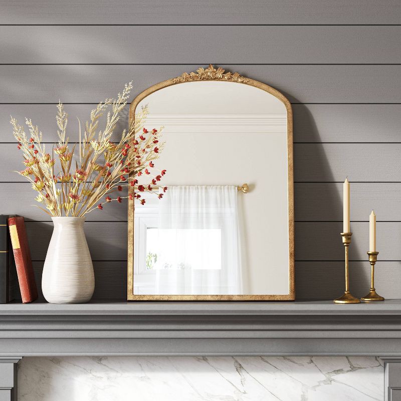 slide 2 of 4, 20"x30" Decorative Gold Wall Mantle Mirror Gold - Threshold™, 1 ct