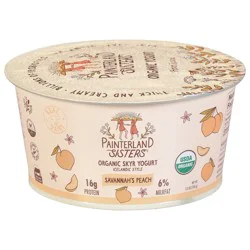 Painterland Sisters Organic 6% Milkfat Icelandic Style Savannah's Peach Skyr Yogurt 5.3 oz