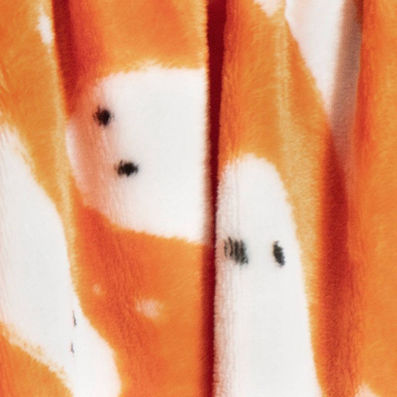 slide 5 of 5, Ghost Printed Plush Halloween Throw Blanket Orange/Ivory - Hyde & EEK! Boutique™: Lightweight, Knitted, Recycled Polyester, 50x60", 1 ct