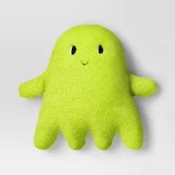 Ghost Shaped Faux Shearling Halloween Throw Pillow Green - Hyde and EEK! Boutique™: Indoor Novelty Cushion, Polyester Fill