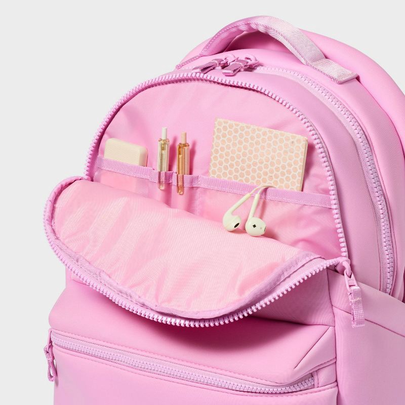 slide 5 of 6, 14L Faux Neoprene Backpack - All In Motion™️ Pink: High School Laptop Bag, 14 liter