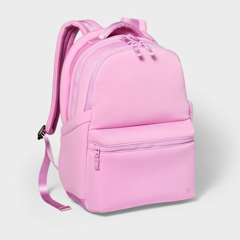 slide 1 of 6, 14L Faux Neoprene Backpack - All In Motion™️ Pink: High School Laptop Bag, 14 liter