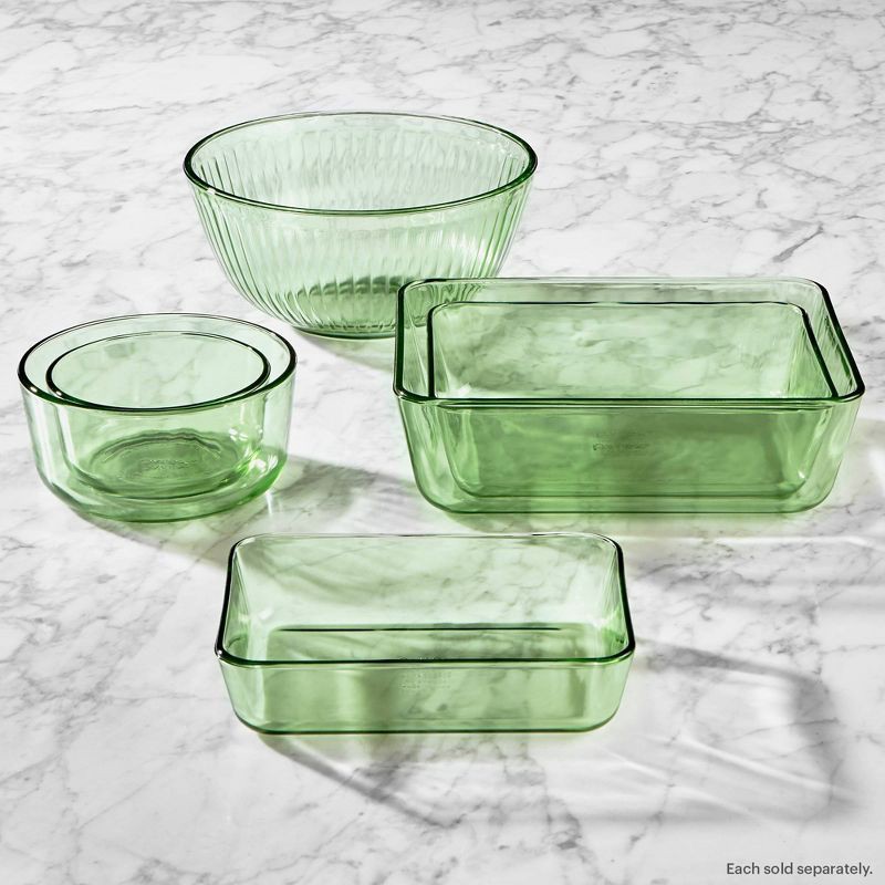 slide 6 of 7, Pyrex® Simply Store® Tint 4pc Lidded Rectangle Storage Set Green: Glass Baking Dish, Microwave-Safe, 24 Volume Capacity, 4 ct