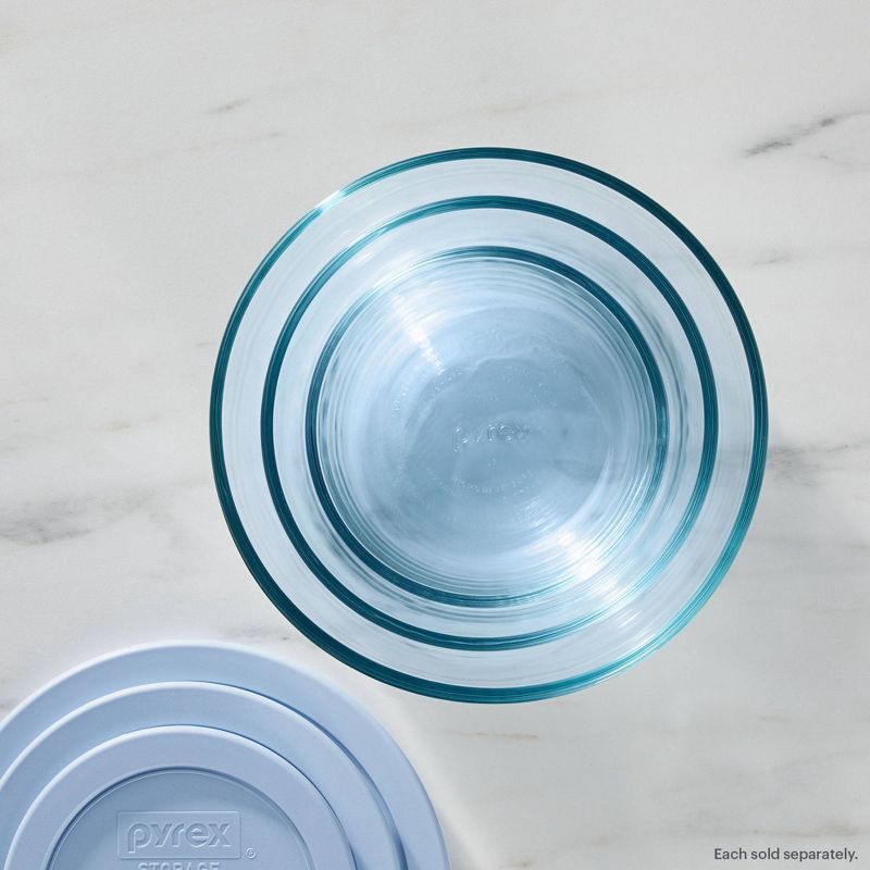 slide 3 of 7, Pyrex® Simply Store® Tinted 6pc Lidded Round Storage Set Blue: Glass Bowls with Lids, Microwave-Safe, 16 Volume Capacity, 6 ct