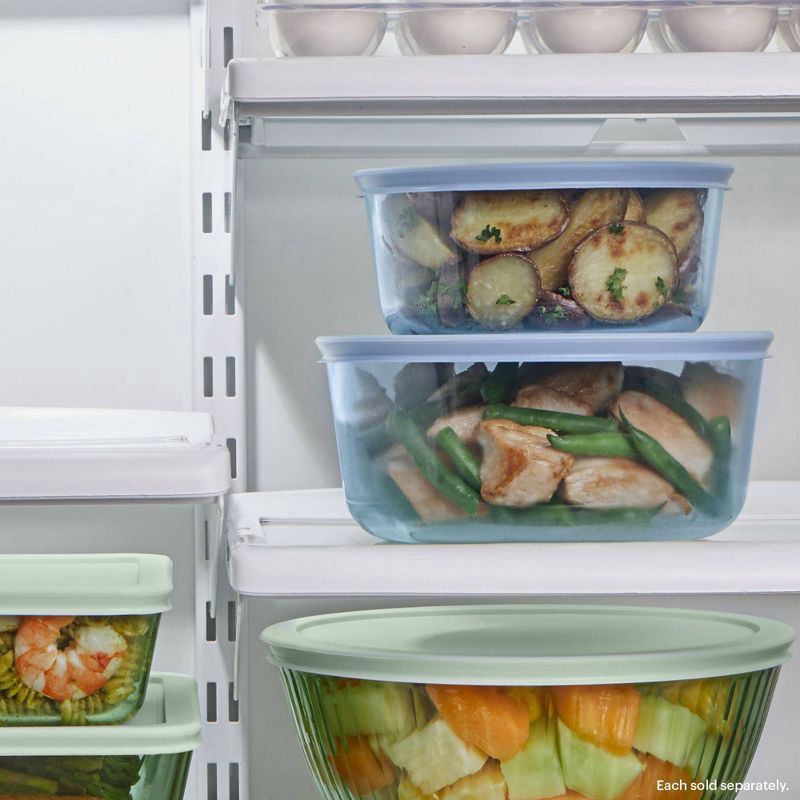 slide 4 of 7, Pyrex® Simply Store® Tinted 6pc Lidded Round Storage Set Blue: Glass Bowls with Lids, Microwave-Safe, 16 Volume Capacity, 6 ct