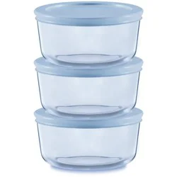 Pyrex® Simply Store® Tinted 6pc Lidded Round Storage Set Blue: Glass Bowls with Lids, Microwave-Safe, 16 Volume Capacity