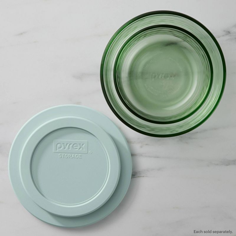 slide 3 of 7, Pyrex® Simply Store® Tint 6pc Lidded Round Storage Set Green: Tinted Glass Bowls with Lids, Microwave-Safe, 16 Cup Capacity, 6 ct